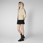 Woman's Alexis Hooded Puffer Jacket in Shore Beige - Women's Icons | Save The Duck