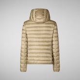 Woman's Alexis Hooded Puffer Jacket in Wood Beige | Save The Duck