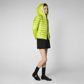 Woman's Alexis Hooded Puffer Jacket in Lichen Green | Save The Duck