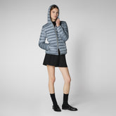 Woman's Alexis Hooded Puffer Jacket in Blue Fog | Save The Duck