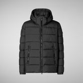 Men's animal free hooded Animal free Puffer jacket Boris in Black | Save The Duck