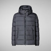 Men's animal free hooded Animal free Puffer Boris in grey black | Save The Duck