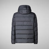 Men's animal free hooded Animal free Puffer Boris in grey black | Save The Duck