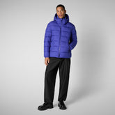 Men's animal free hooded Animal free Puffer jacket Boris in gentian blue | Save The Duck