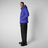 Men's animal free hooded Animal free Puffer jacket Boris in gentian blue | Save The Duck