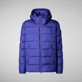 Men's animal free hooded Animal free Puffer jacket Boris in gentian blue | Save The Duck