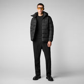 Men's Boris Hooded Puffer Jacket in Black - SaveTheDuck Sale | Save The Duck