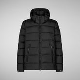 Men's Boris Hooded Puffer Jacket in Grey Black | Save The Duck
