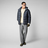Men's Boris Hooded Puffer Jacket in Grey Black - MITO Collection | Save The Duck