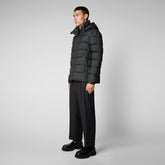 Men's Boris Hooded Puffer Jacket in Green Black - SaveTheDuck Sale | Save The Duck