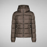 Women's Tess Puffer Jacket with Detachable Hood in Dusty Olive | Save The Duck