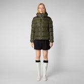 Women's Tess Puffer Jacket with Detachable Hood in Dusty Olive | Save The Duck