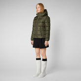 Women's Tess Puffer Jacket with Detachable Hood in Dusty Olive - MEGA Collection | Save The Duck