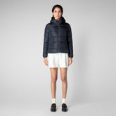 Women's Tess Puffer Jacket with Detachable Hood in Blue Black | Save The Duck