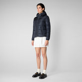 Women's Tess Puffer Jacket with Detachable Hood in Blue Black - Women's Collection | Save The Duck