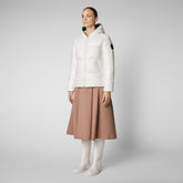 Women's Lois Hooded Puffer Jacket in Off White | Save The Duck