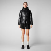 Women's Lois Hooded Puffer Jacket in Black | Save The Duck
