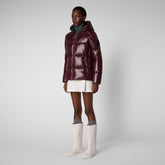 Women's Lois Hooded Puffer Jacket in Burgundy Black - Icons Collection | Save The Duck