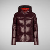 Women's Lois Hooded Puffer Jacket in Burgundy Black | Save The Duck