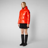 Women's Lois Hooded Puffer Jacket in Poppy Red | Save The Duck