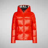 Women's Lois Hooded Puffer Jacket in Poppy Red | Save The Duck