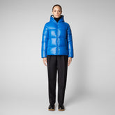 Women's Lois Hooded Puffer Jacket in Blue Berry | Save The Duck
