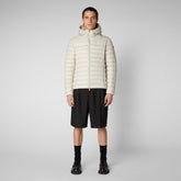 Men's Roman Hooded Puffer Jacket in Rainy Biege - Men's Collection | Save The Duck