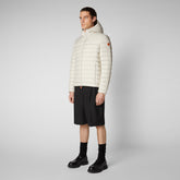 Men's Roman Hooded Puffer Jacket in Rainy Biege - GIGA Collection | Save The Duck