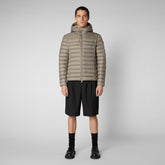 Men's Roman Hooded Puffer Jacket in Elephant Grey - Icons Collection | Save The Duck