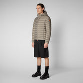 Men's Roman Hooded Puffer Jacket in Elephant Grey - GIGA Collection | Save The Duck
