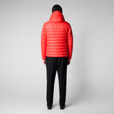 Men's Roman Hooded Puffer Jacket in Poppy Red | Save The Duck