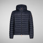 Men's Roman Hooded Puffer Jacket in Blue Black | Save The Duck