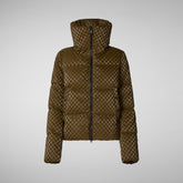 Women's Alas Animal free Puffer Jacket in Bark Green | Save The Duck