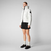 Women's Isla Puffer Jacket in Off White - Holiday Party Collection | Save The Duck