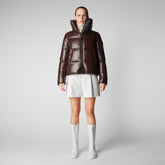 Women's Isla Puffer Jacket in Brown Black - Women's Icons Collection | Save The Duck