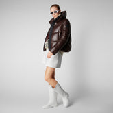 Women's Isla Puffer Jacket in Brown Black - Women's Icons Collection | Save The Duck