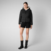 Women's animal free Puffer jacket Ethel in black - Icon's Women's collection outfit | Save The Duck