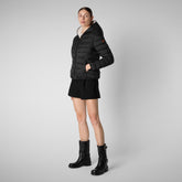 Women's animal free Puffer jacket Ethel in black - Icon's Women's collection outfit | Save The Duck