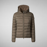 Women's animal free Puffer jacket Ethel in mud grey | Save The Duck