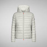 Women's Ethel Hooded Puffer Jacket with Faux Fur Lining in Off White | Save The Duck