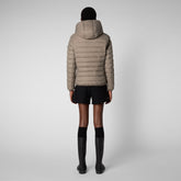 Women's Ethel Hooded Puffer Jacket with Faux Fur Lining in Elephant Grey | Save The Duck