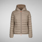 Women's Ethel Hooded Puffer Jacket with Faux Fur Lining in Off White | Save The Duck