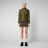 Women's Carly Puffer Jacket in Dusty Olive - All Save The Duck Products | Save The Duck