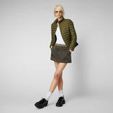 Women's Carly Puffer Jacket in Dusty Olive - All Save The Duck Products | Save The Duck