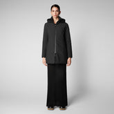 Women's Rachel Hooded Raincoat in Black - MATT Collection | Save The Duck