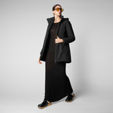Women's Rachel Hooded Raincoat in Black - Raincoats & Windbreakers for Women | Save The Duck