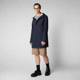 Men's Dacey Hooded Raincoat in Blue Black - Men's Rainy | Save The Duck