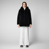 Women's Bridget Faux Fur Reversible Hooded Coat in Black | Save The Duck