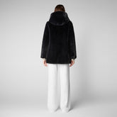 Women's Bridget Faux Fur Reversible Hooded Coat in Black | Save The Duck