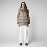 Women's Bridget Faux Fur Reversible Hooded Coat in Mud Grey - Grey Collection | Save The Duck